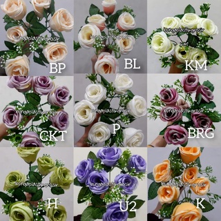 Image of ÷ ecer ÷ KUNCUP TROPIS PLINTIR CABANG. 6 mawar bunga artificial