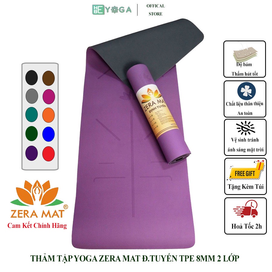 Thảm Tập Yoga Gym Zera Mat Định Tuyến 8mm 2 Lớp Cao Cấp