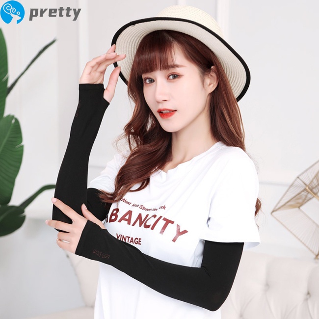 Jazeel 1 Pair Ice Silk Sun  Protection  Sleeves Outdoor Fingerless Sun-shading Anti-uv Sleeves