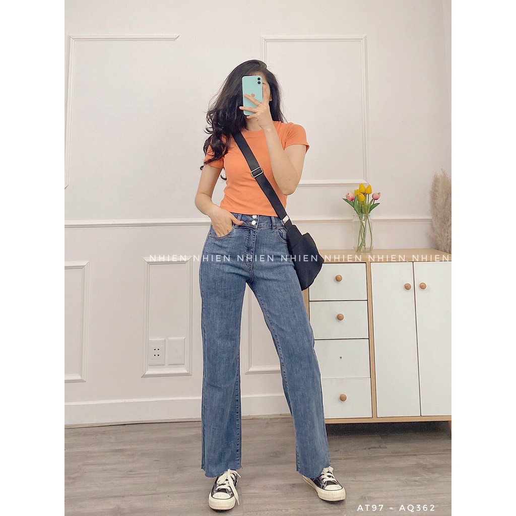 Áo thun gân nữ Nhiên vintage phông thoáng mát mùa hè AT97. | BigBuy360 - bigbuy360.vn