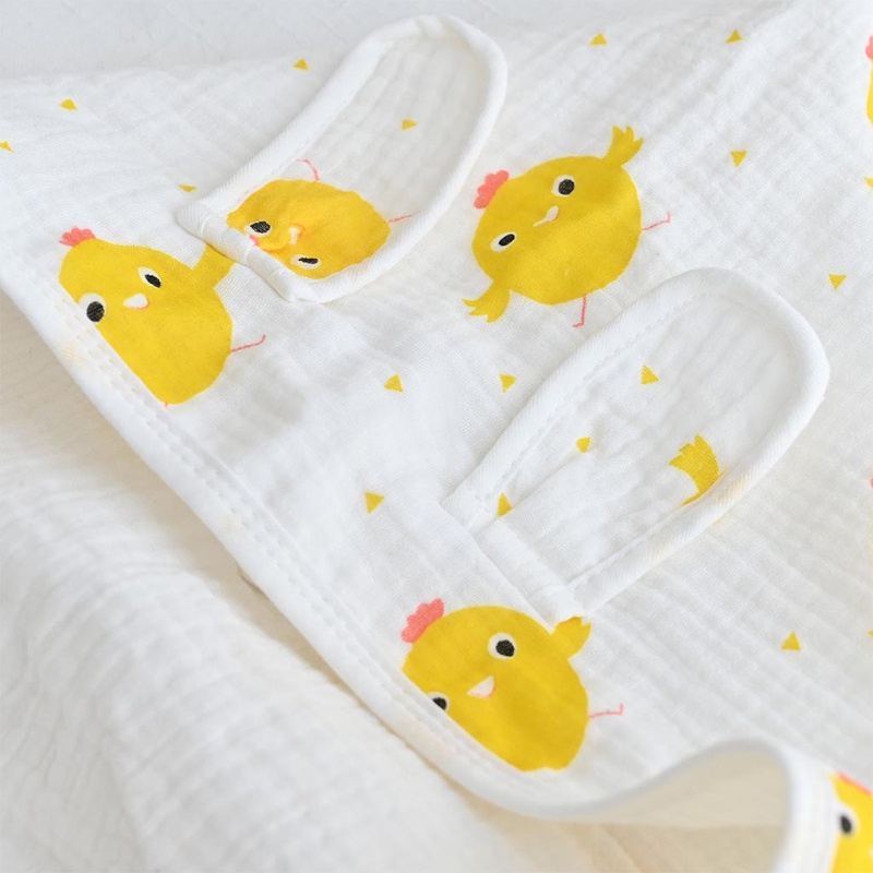Khăn Choàng Tắm Có Mũ Trùm Đầu Bằng Cotton Mềm Mại In Họa Tiết Hoạt Hình Cho Bé