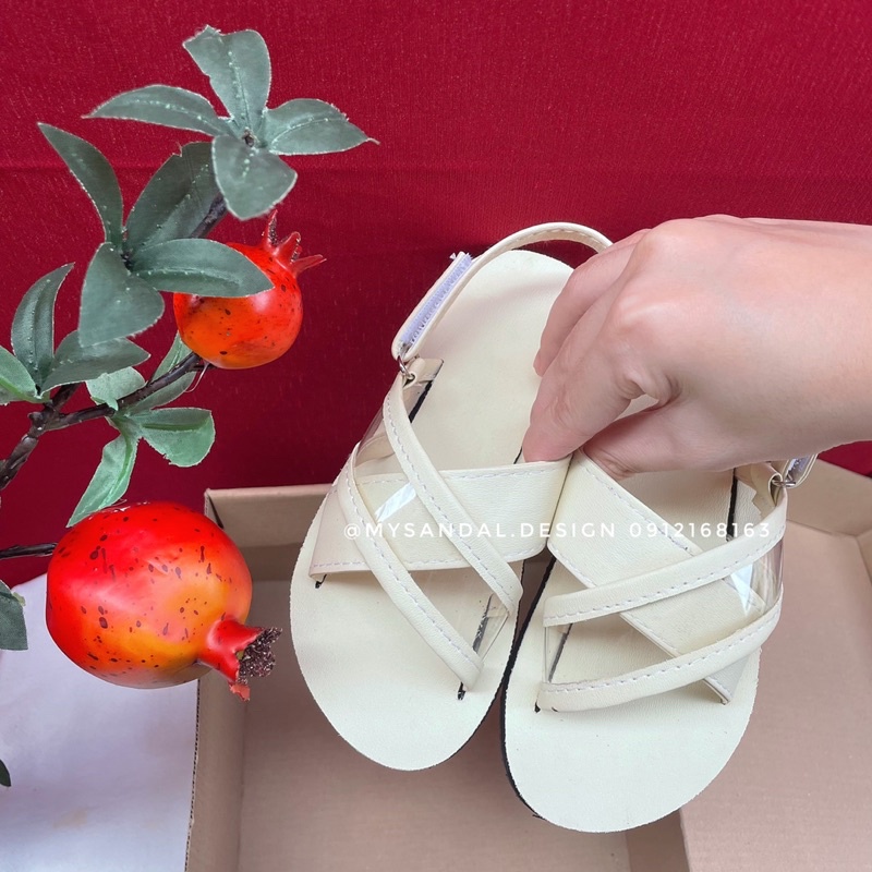 Giày Sandals màu be phối quai trong đơn giản xinh xắn nhẹ nhàng