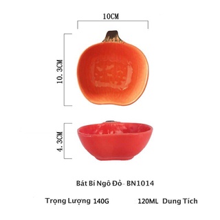 Bát ăn dặm cho bé, bát ăn dặm gốm xứ hình bí ngô cam,xanh,vàng