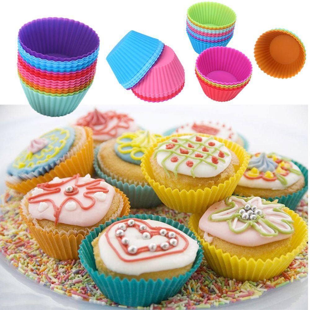 Khuôn Làm Bánh Cupcake Thiết Kế Tinh Tế Có Thể Tái Sử Dụng|Ốp Silicon Làm Bánh Muffin Tiện Lợi