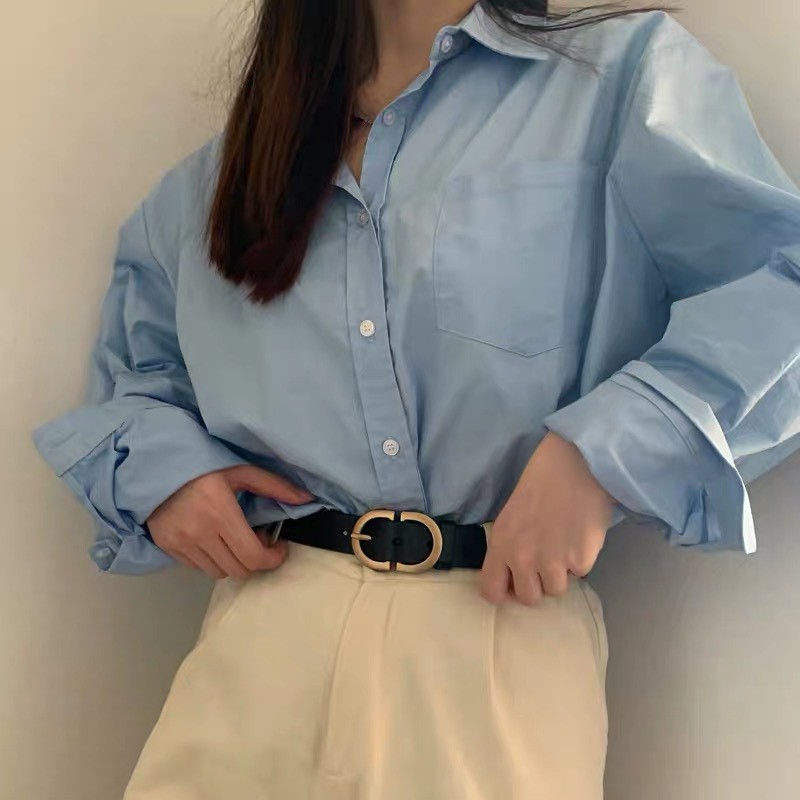 THẮT LƯNG DA Chữ D (TL013) Style HÀN Quốc - Dây nịt da Nam Nữ mặt vàng đồng trẻ trung ulzzang