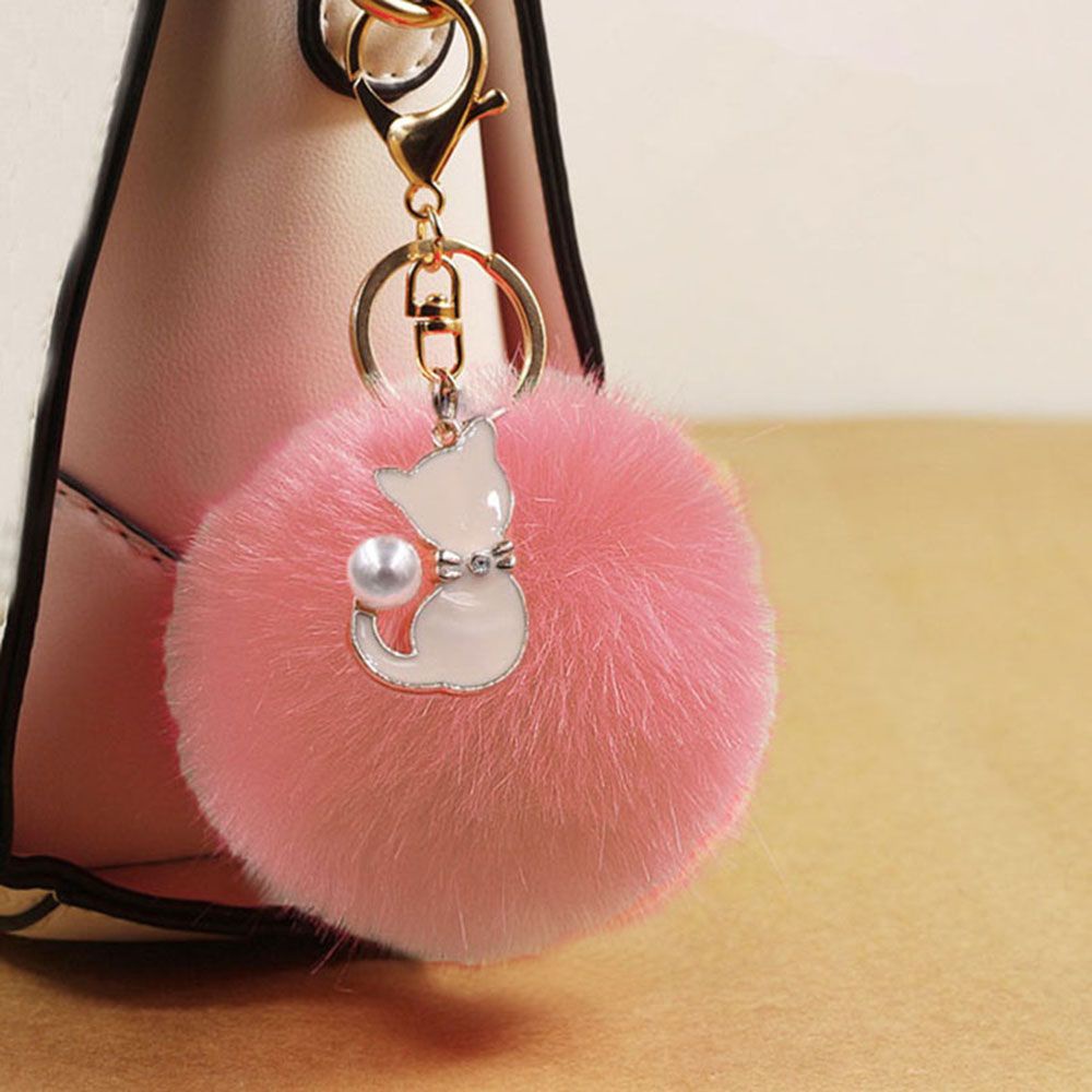 Móc Khóa Cục Bông Gắn Nơ Dễ Thương