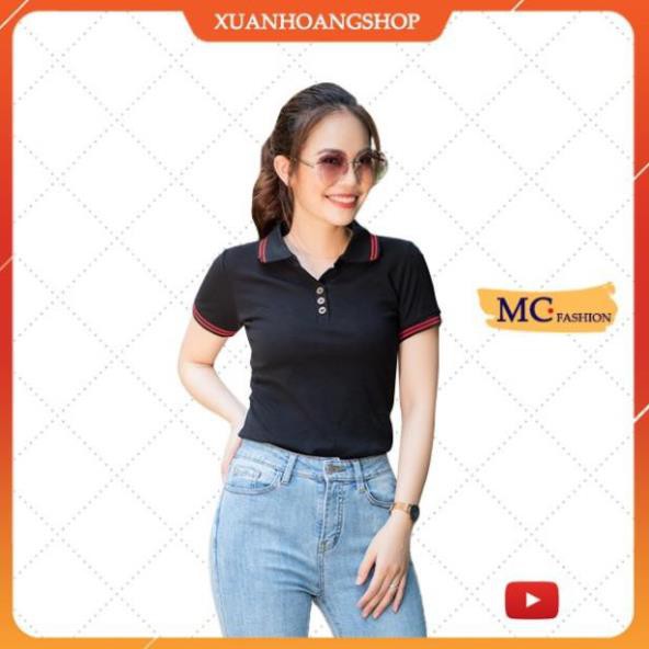 Áo Phông Nữ Màu Đen Có Cổ Tay Ngắn Đẹp (Đen, Đỏ, Vàng, Trắng, Nâu) Vải Cotton Mc Fashion Ap169 . ' 👕 * hè