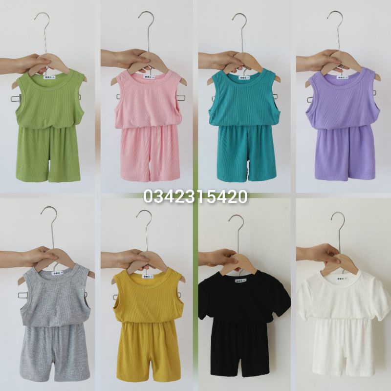 HAPPY BABY Bộ Cộc Tay, Ba Lỗ Thun Gân HappyBaby Cho Bé Trai Bé Gái