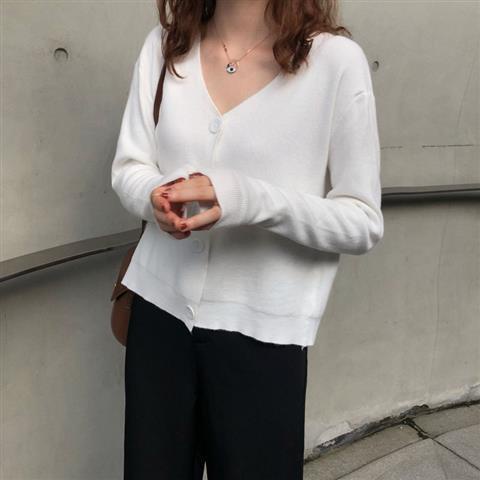 Áo khoác cardigan tay dài cổ chữ V dáng rộng phong cách Hàn Quốc thời trang thu đông cho nữ