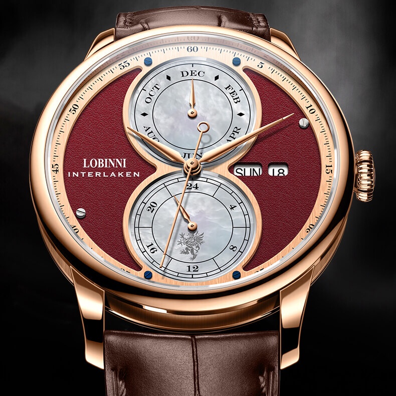 Đồng Hồ Nam LOBINNI No.18015-1 Chính Hãng BH 24T Chịu Nước 50m Kính Chống Xước Dây Da Cao Cấp (Máy Cơ Tự Động)