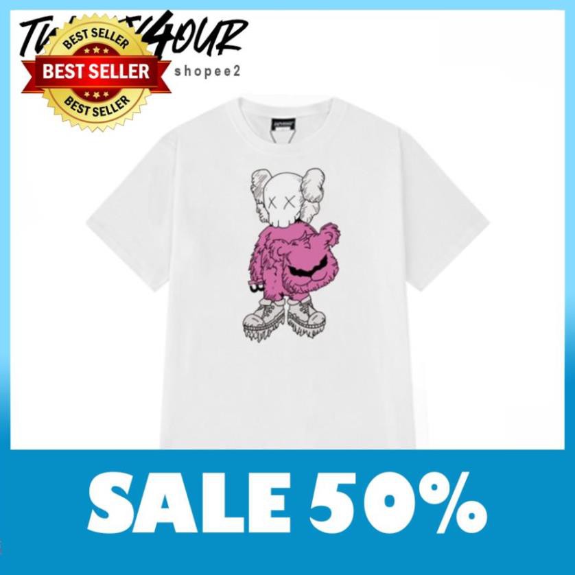 (SALE 50%) Áo Phông Cực Chất Kaws Bear Mascot Gấu Hồng Phong Cách Âu Mỹ Trend Thời Trang Mùa Hè