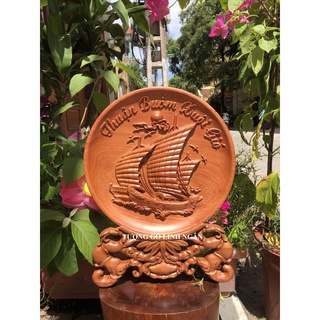 Tranh đĩa gỗ hương (đường kính đĩa 30 cm, cao 40 cm, dày 3 cm)