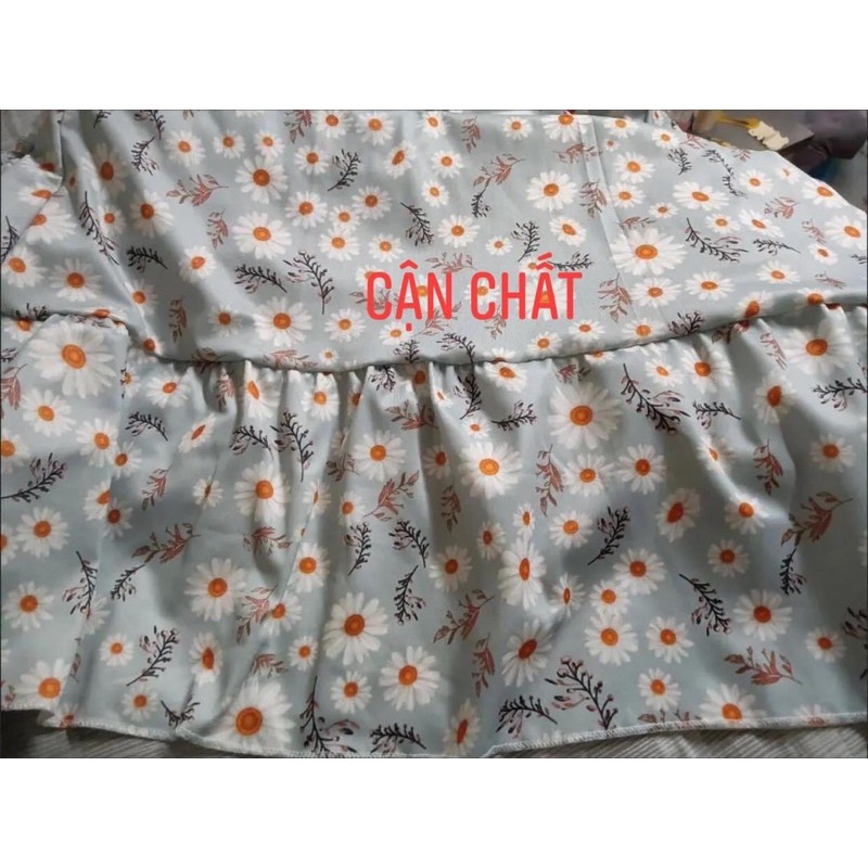 Váy hoa nhí cổ V  tay lỡ đuôi cá dáng dài màu xanh meit  nhẹ nhàng -Co Sẵn - ulzzang loại 1  -tiểu thư kèm ảnh thật | BigBuy360 - bigbuy360.vn