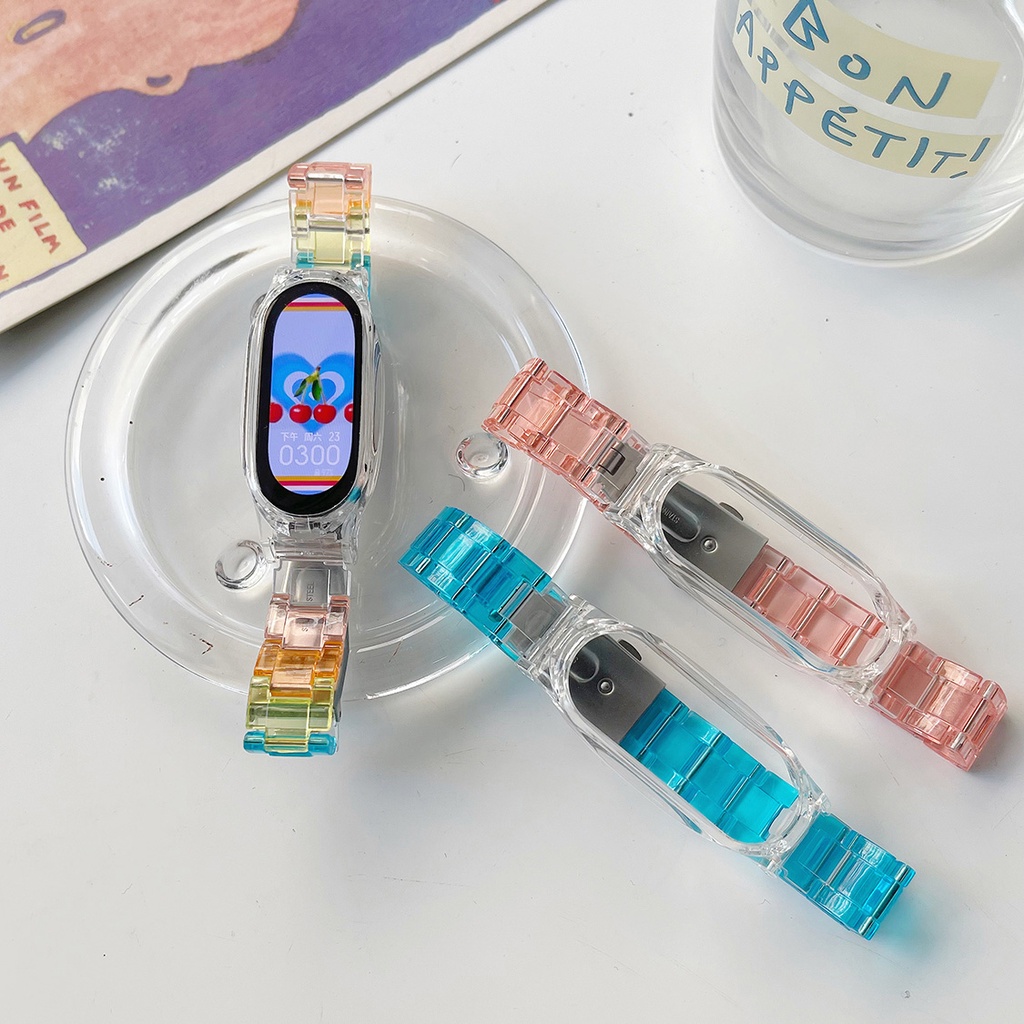 Dây Đeo Tay Bằng Acrylic Màu Kẹo Cho Xiaomi Mi Band 7 6 5 4 3 7 6 5