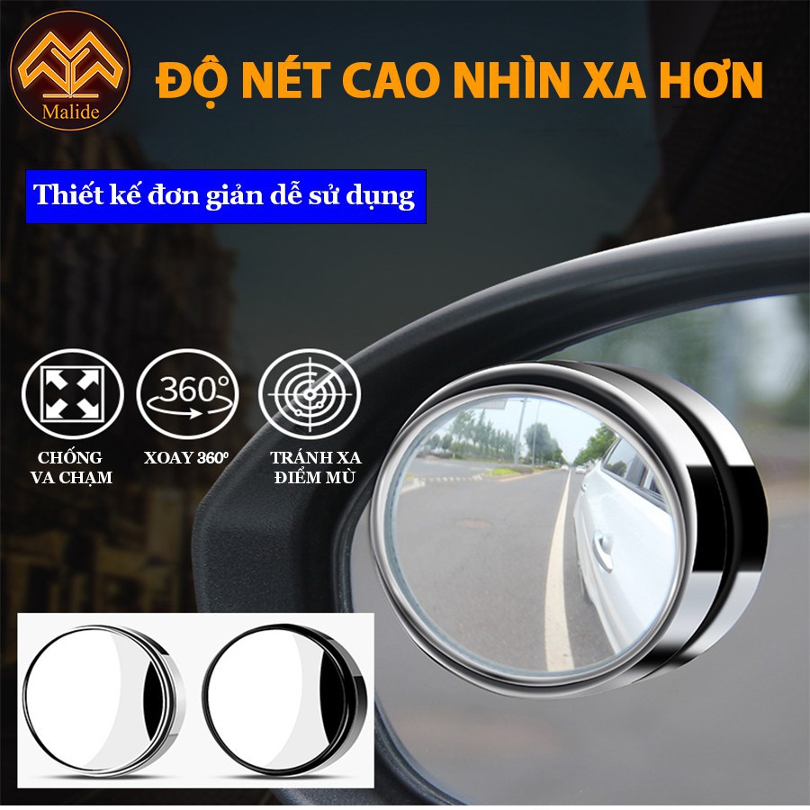 Gương Cầu Lồi - Gương Cầu Lồi Ô Tô - Có Viền, Gắn Kính Hậu Xóa Điểm Mù, Xoay 360 Độ