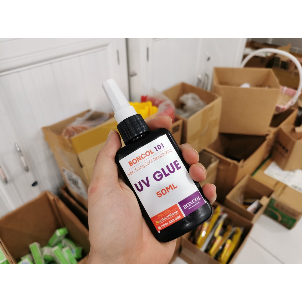 Keo UV Dán Kính ,Dán Mica Keo Sệt Nhanh Khô 50ml Tặng Kèm Đèn UV