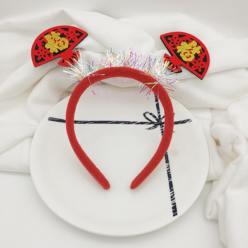 Băng Đô Cài Tóc Màu Đỏ Phong Cách Trung Hoa Mừng Năm Mới