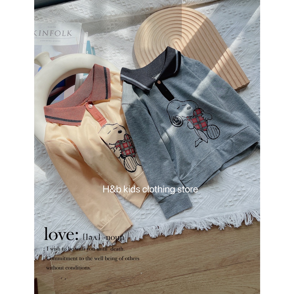 Set Quần Áo Dài Tay Chất cotton In Hình Snoopy Cho Bé Trai