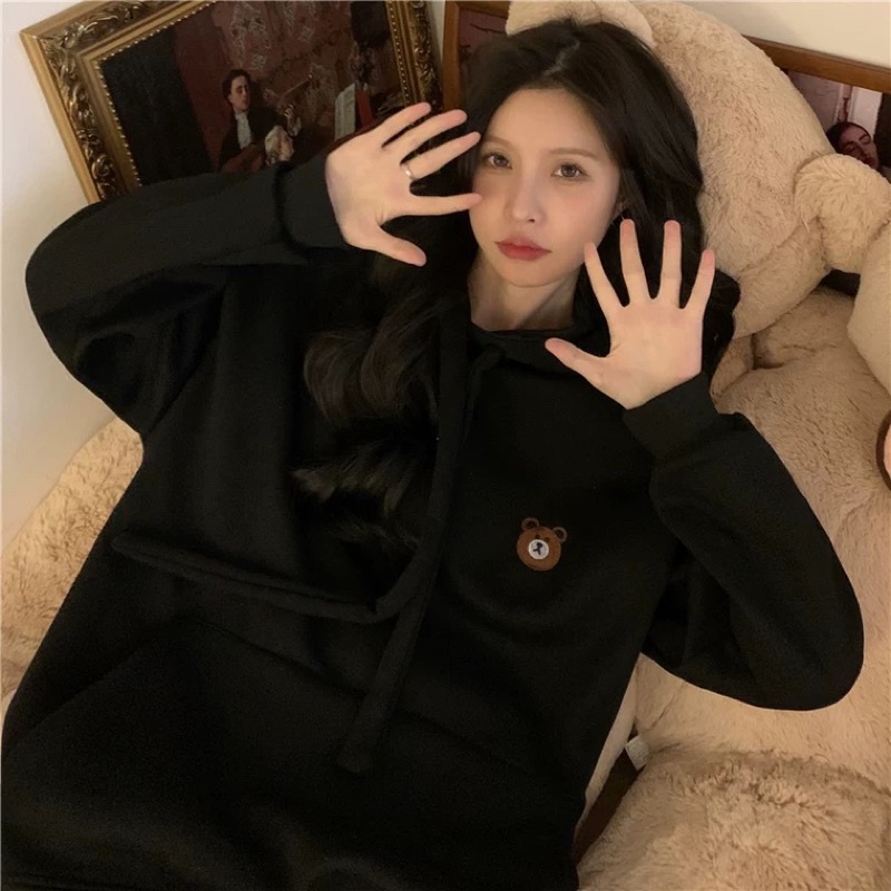 Áo hoodie nam nữ chất nỉ bông 2 lớp dày đẹp in hình gấuu