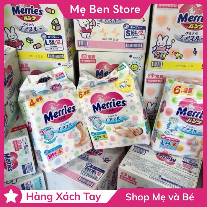 Bỉm quần Merries size M58/L44/XL38 miếng nội địa Nhật