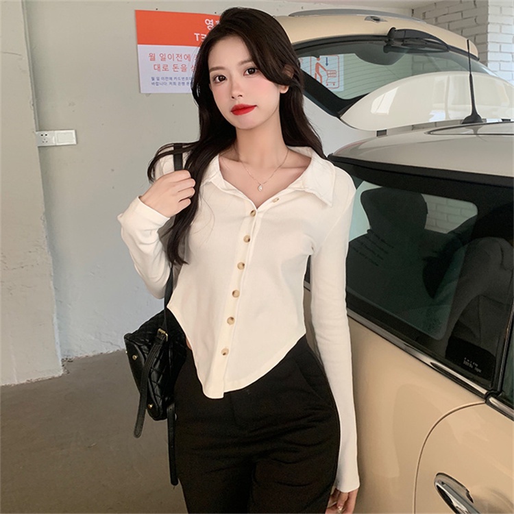 Áo Sơ Mi Nữ Dài Tay Cổ Bẻ Phong Cách Hàn Quốc