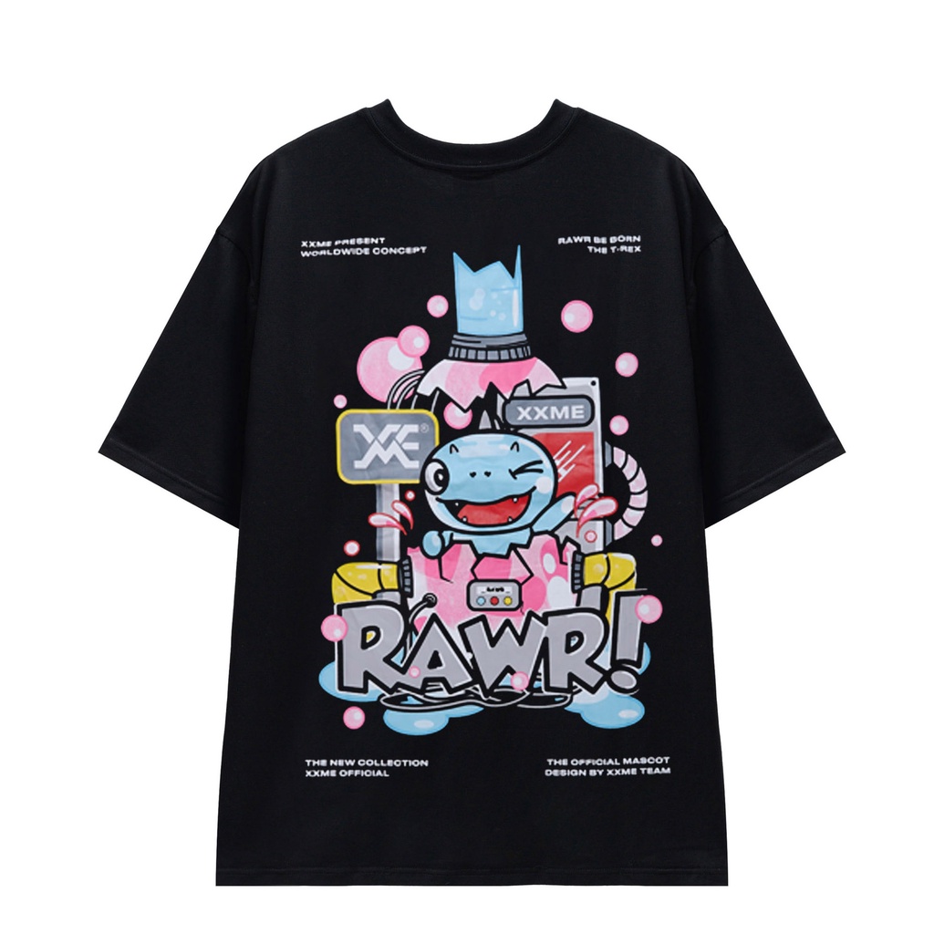 Áo thun Lab khủng long RAWR màu đen XXME