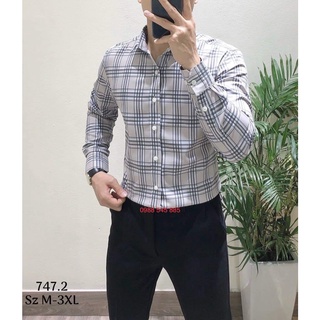 Áo sơ mi nam dài tay caro chất lụa chống nhăn