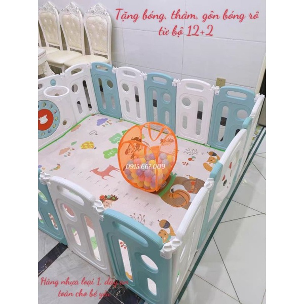 Bộ quây cũi nhựa nguyên sinh Tặng bóng, thảm, giỏ