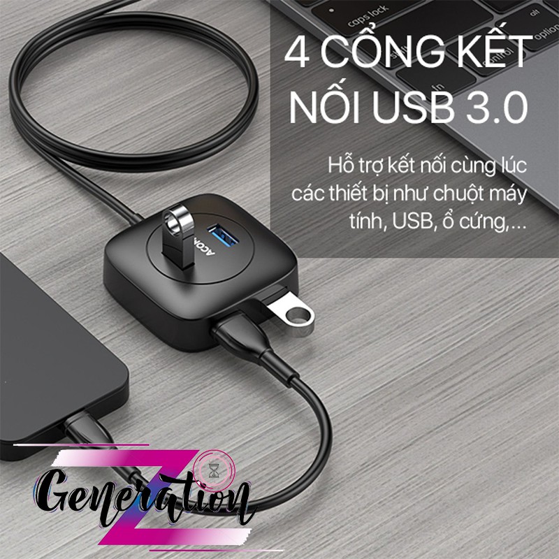 Hub Usb 4 Port 3.0 ACOM - Bộ Chia 4 Cổng USB 3.0 ACOM