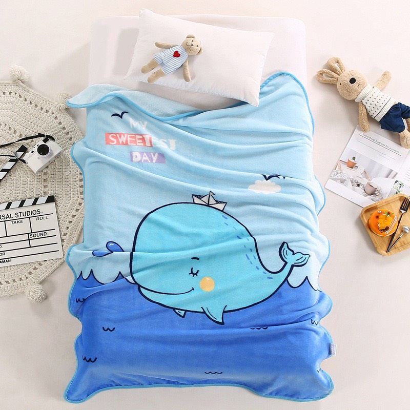 Chăn Lông Tuyết Hoạt Hình 2 Mặt Mềm Mại Cho Bé (KT 100x140cm)