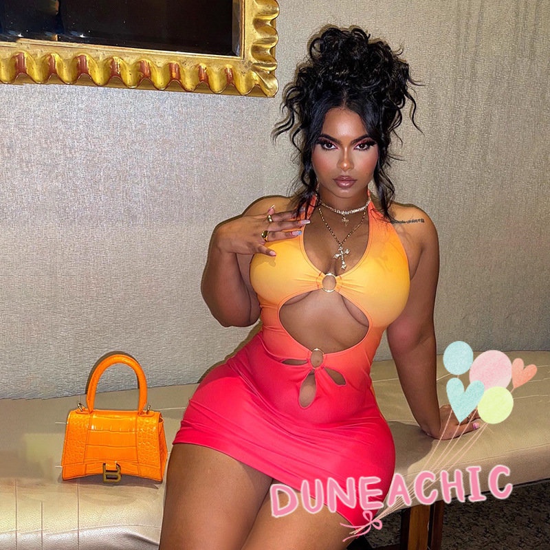 DUNEA Đầm không tay dáng ôm thiết kế hở lưng quyến rũ