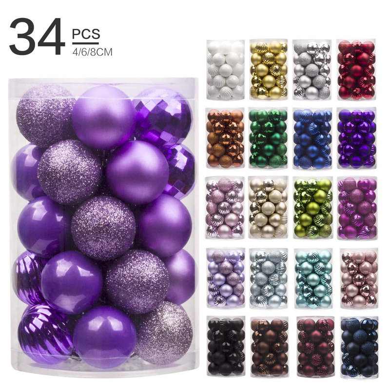 Set 34 quả châu 4cm treo trang trí cây thông Giáng sinh độc đáo