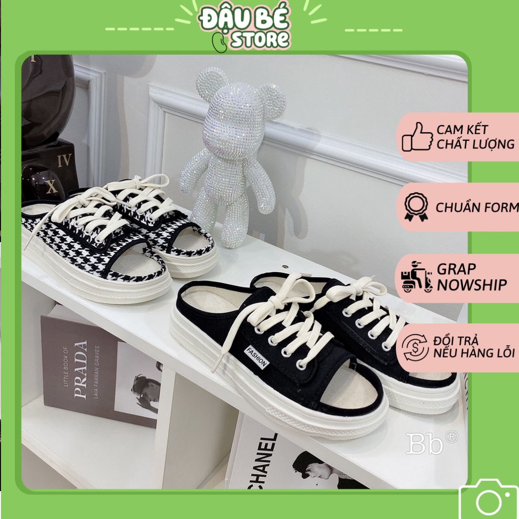 Giày Sục Thể Thao Đế Xuồng Hở Mũi Thời Trang Hàn Quốc - Dép Nữ Quai Ngang Đế Cao 3P Buộc Dây Sang Chảnh - D044 - Daube