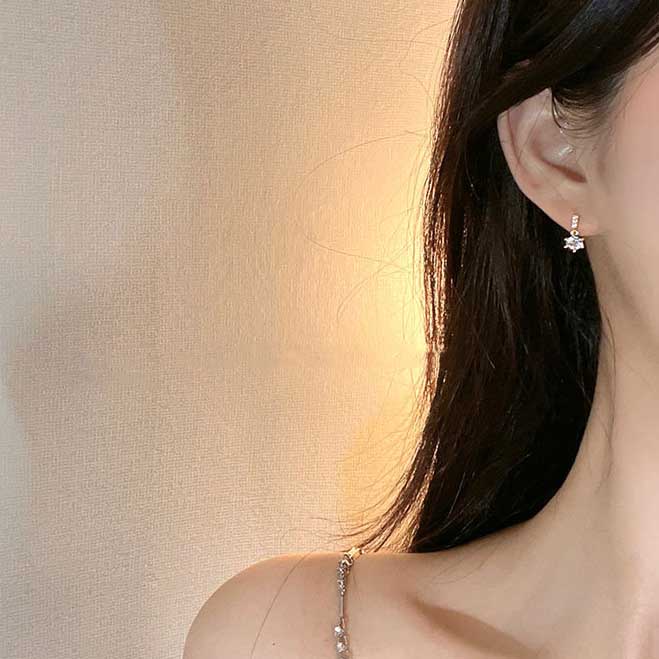 Bông Tai Mạ Bạc 925 Đính Đá Zircon Thời Trang Thanh Lịch Cho Nữ