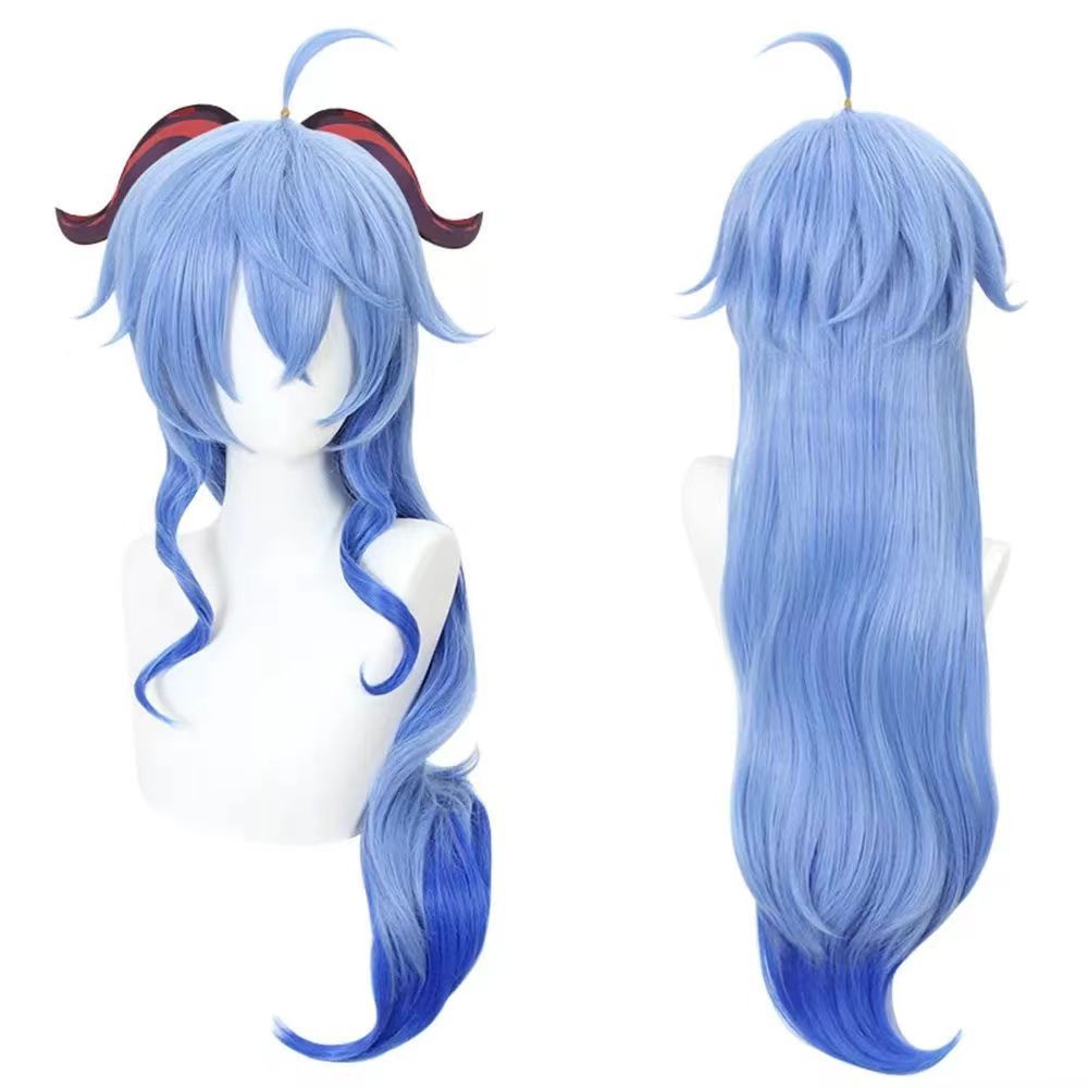 Tóc Giả Cosplay Nhân Vật Ganyu 80cm Bằng Sợi Tổng Hợp Chịu Nhiệt