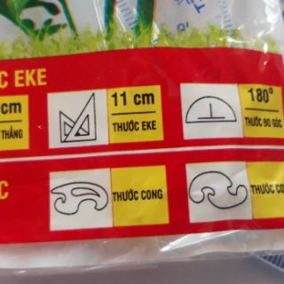 Bộ Thước kẻ, Eke, Đo góc 4 món Hồng Hà