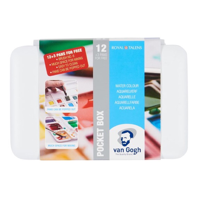 [Michi Art Store] Màu nước Van Gogh hộp nhựa box set 12 màu, 15 màu xuất xứ Hà Lan