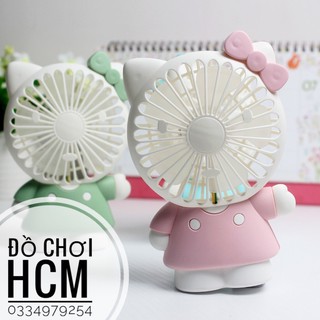 [HÀNG ĐẸP-CHẤT LƯỢNG] Quạt mini để bàn tích điện hình kitty/ doremon dùng cáp sạc usb rất tiện dụng trong ngày hè nóng