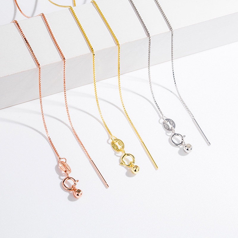 【Còn hàng】 100% Bạc 925 Vòng cổ mạ vàng Tự làm Phụ kiện Hộp Chuỗi Màu / Chiều dài Chuỗi Tự làm Quà tặng Trang sức
