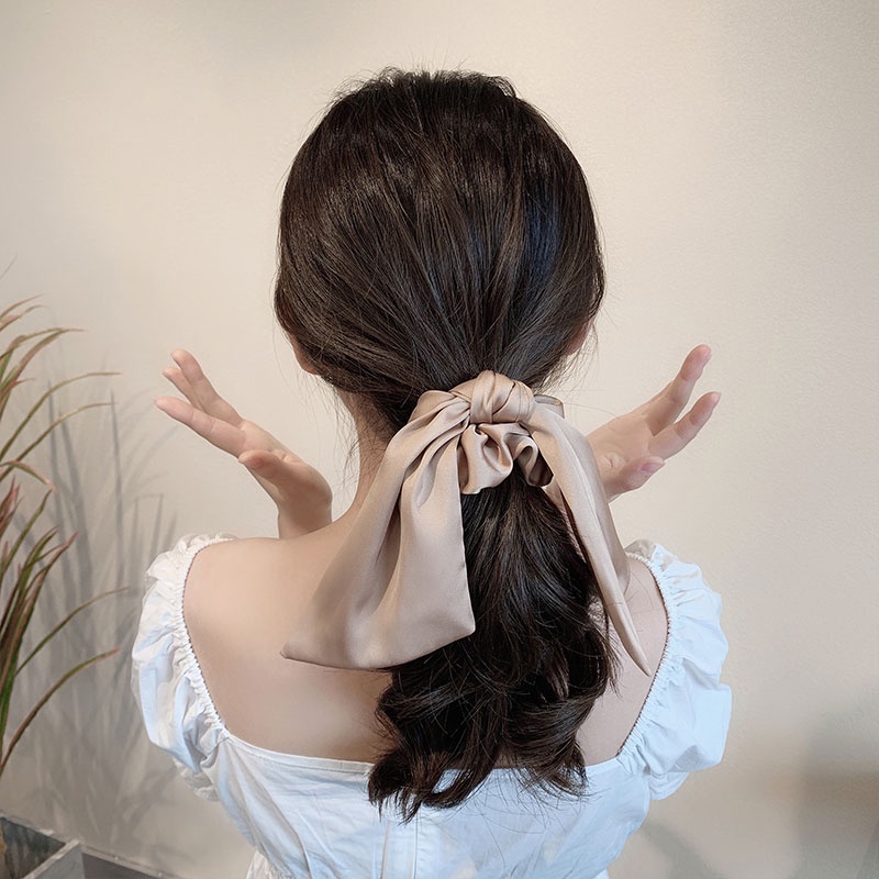 Dây buộc tóc ruy băng thắt nơ phong cách retro thời trang Pháp cho nữ