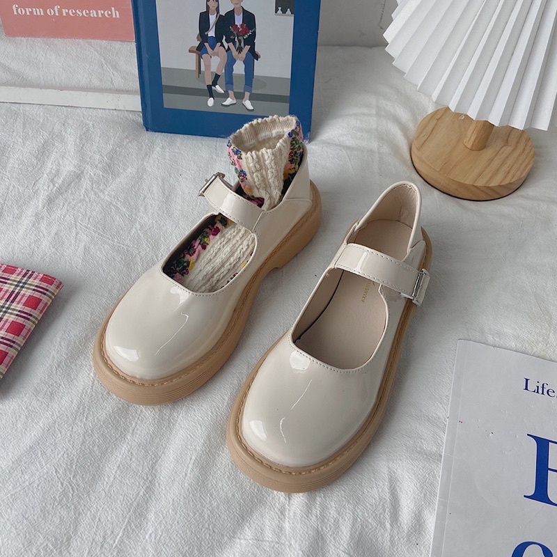Giày búp bê có quai lolita Mary Jane basic đế bằng dễ thương vintage Yannie Lolita