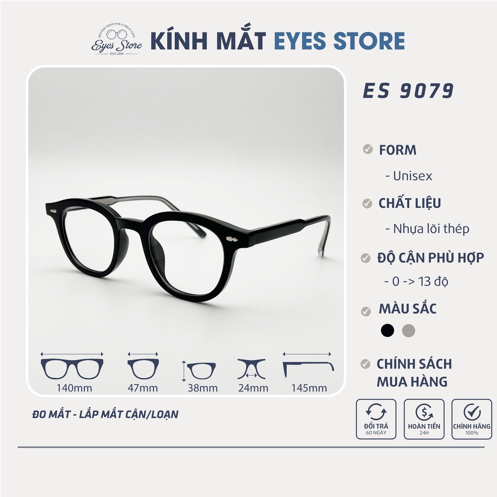 Gọng Kính Cận Nam Nữ EYESSTORE 9079 - Nhựa Lõi Thép