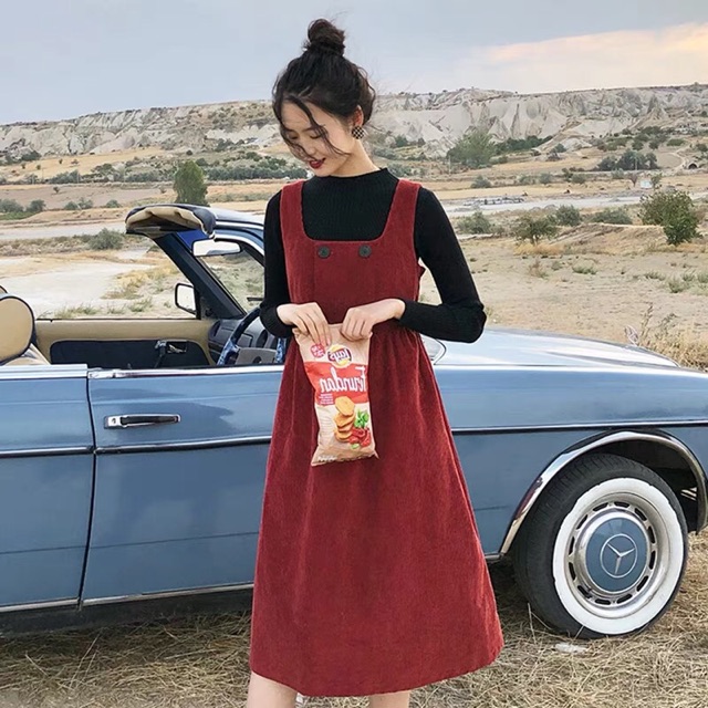 Váy yếm nhung màu vintage