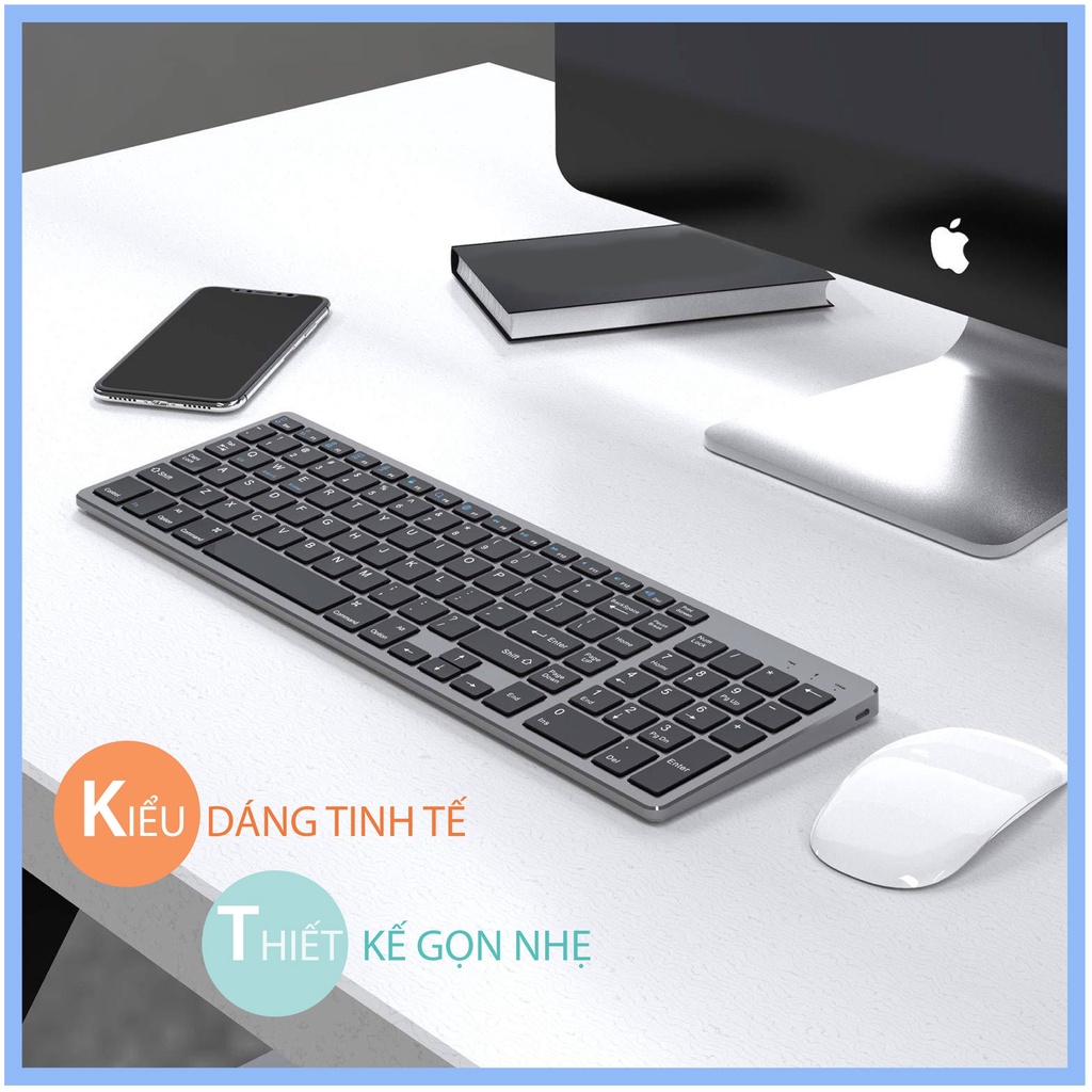 Bàn phím không dây K635 - Kết nối cùng lúc 3 trong 1 - Bluetooth và USB 2.4GHz. SP Mới BH 1 năm