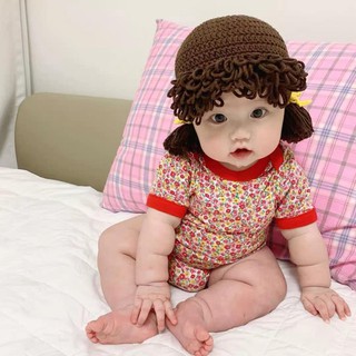 Nón len tóc búi có bím tóc giả cute cho bé yêu - Dương liễu handmade