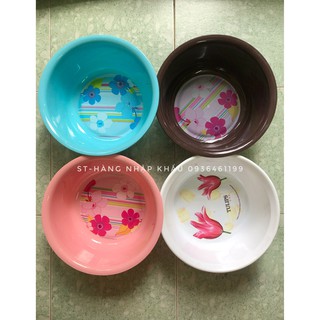 [ hàng công ty] Chậu nhựa, thau nhựa hoa văn tròn 30cm Thái Lan nhiều màu