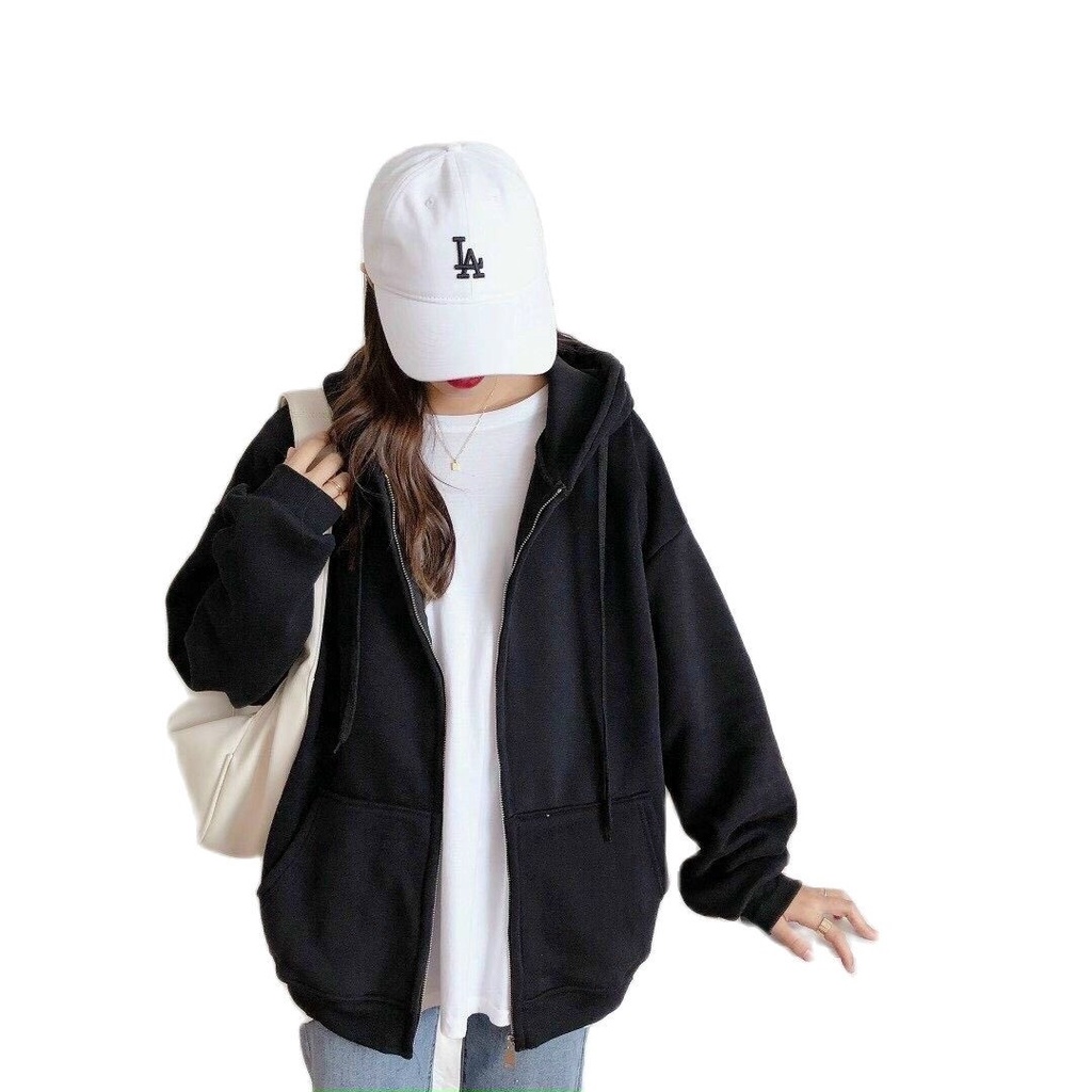 [ VẢI NỈ - SIÊU ĐẸP ] Áo Khoác hoodie form rộng Đen Khoá Kéo Siêu Hot 2023 dành cho nam và nữ BỎ SỈ