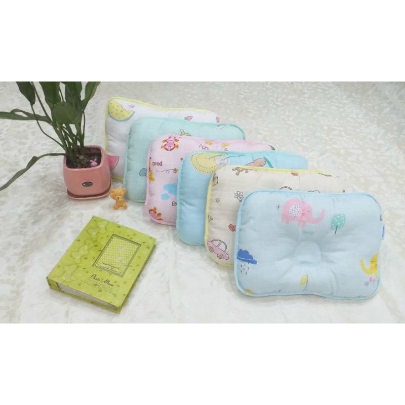 Gối xô siêu mềm chống bẹp đầu in hình dễ thương cho bé sơ sinh 20 x 30cm