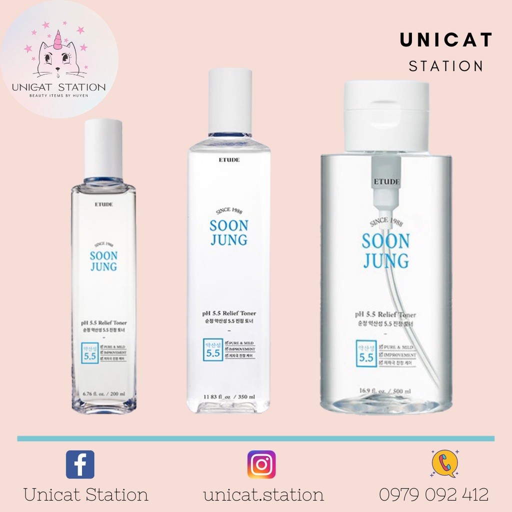 Nước Cân Bằng ETUDE SoonJung pH 5.5 Relief Toner (200ml/350ml/500ml)