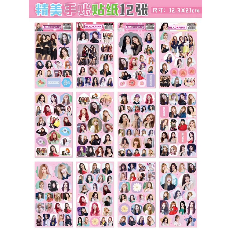 Sticker BTS BLACKPINK mẫu mới 12 tấm - Hình dán nhóm nhạc hàn quốc độc đáo trang trí sổ làm album KP